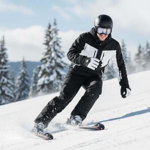 OVOY Men Ski Winter Snow Gloves - Thick Windproof, Cold Weather, Touch-Screen Finger for Skiing Riding