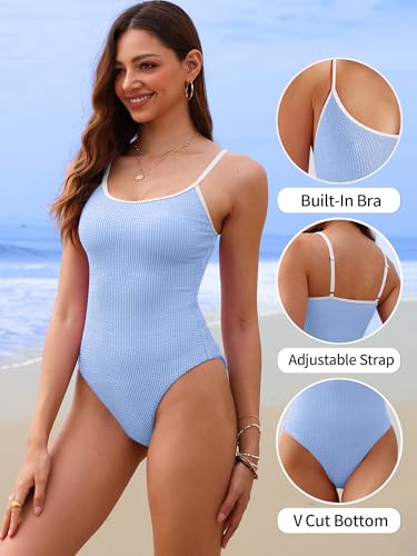 ANRABESS Women One Piece Swimsuit Backless Full Coverage Ribbed Adjustable Strap Bathing Suit Beach Vacation Clothes Swimwear