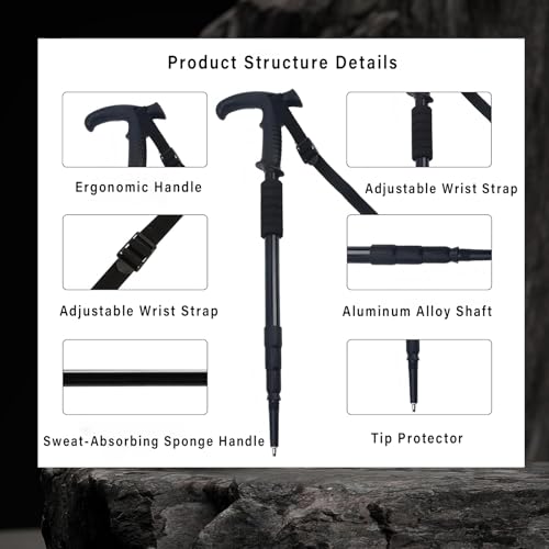 Retractable Trekking Pole Aluminum Alloy Walking Poles Portable Hiking Pole Suitable for Outdoor Activities Such as Mounta...