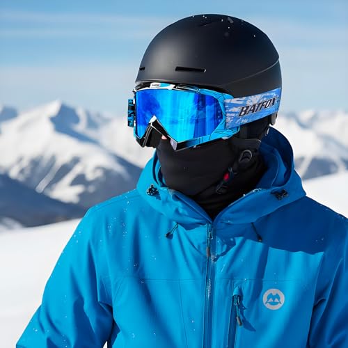 BATFOX Anti Fog Ski Goggles OTG for Adults & Kids, Snowboard Goggles with 100% UV Protection & Anti-Slip Fit for Skiing