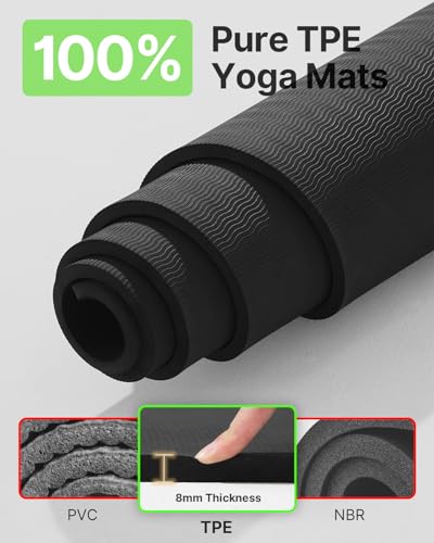 YOTTOY Large Yoga Mat (75 * 52 * 1/2inch),Extra Wide TPE Exercise Mat,Non-Slip Workout Mat for Pilates, Fitness, Barefoot,...