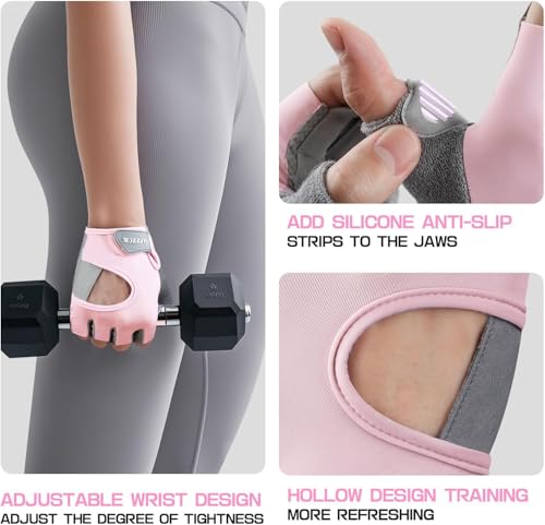 Jaffick Workout Gloves for Women Lightweight | Breathable Fitness Gloves with Non-Slip Grip for Gym, Weightlifting, Cyclin...