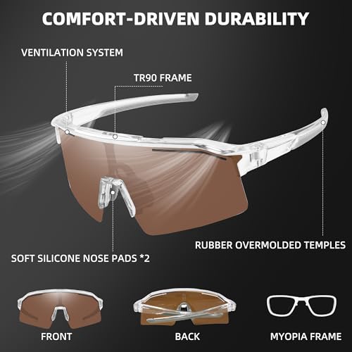 Sunbowglint Sports Sunglasses for Men Women Unbreakable UV400 Protection Goggles Baseball Running Cycling Glasses