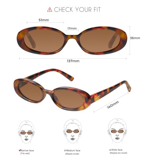mosanana Retro Tiny Oval Sunglasses for Women with Small Face Narrow Style MS52360