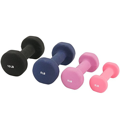 Sunny Health & Fitness Neoprene Coated Hex Shaped Dumbbell Non-Slip Fitness Weights for Home Gym Exercise, Full Body Worko...