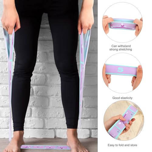 FNANJWQ Elastic Yoga Stretching Strap with Loops, Adjustable Stretch Strap Flexible Pilates Stretch Band for Physical Ther...