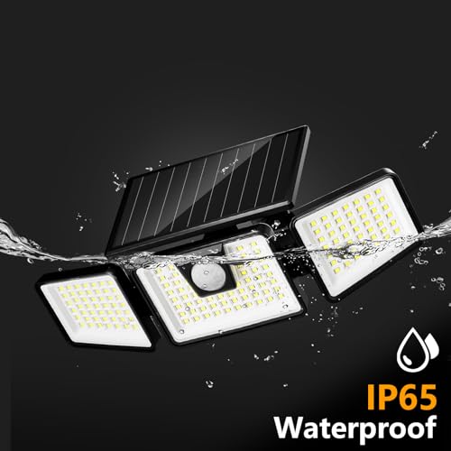 INCX Solar Lights Outdoor Waterproof, 3000 LM 156 LED Motion Sensor Outdoor Lights, 3 Heads Solar Powered Security Flood L...