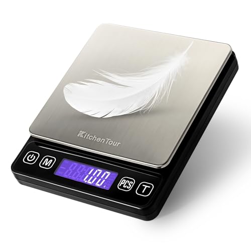 KitchenTour Digital Kitchen Scale - 500g/0.01g High Accuracy Precision Multifunction Food Meat Scale Small Scale Jewelry L...