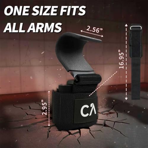 CHICK-ACTIVE Weight Lifting Hooks (Pair) for Deadlifts, Pull Ups, Rows & Shrugs – Heavy Duty Steel Gym Hooks with 8mm Neop...