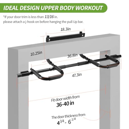 NOWAKE New Version Multi-Grip Pull up bar For Doorway,330lbs Heavy Duty 47.3 Inch Extra Width Portable Functional Ergonomi...