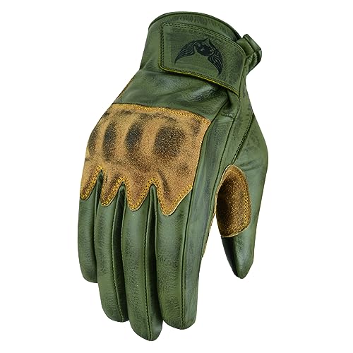 Leatherick Mens Cowhide Leather Motorcycle Gloves - Durable, Touch Screen Compatible Motorcycle Gloves with CE Certified P...