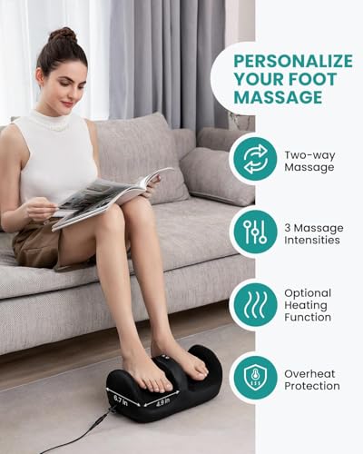 Nekteck Foot Massager with Heat & Foot Roller, Shiatsu Calf Leg Massager for Circulation and Neuropathy Pain Relief for Fe...