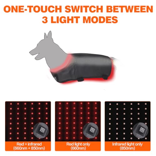 Red Light Ther/apy Back Belt for Dogs and Cats, Wireless Wearable Design with 3 Light Modes and 15-Min Auto Shutoff for Pe...