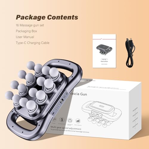 ENRIPRT 16 Head Massage Gun Deep Tissue, 2026 Upgrade Back Muscle Massager with 9 Modes & 9 Intensities,2600mAh,6H Runtime...