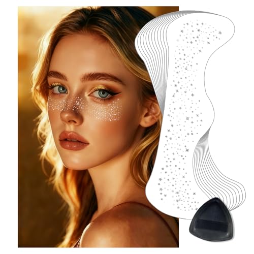 LALACE Glitter Freckles Face Tattoo – Sparkle Freckle Temporary Tattoo, Waterproof Face Glitter for Women, Face Sparkles &...