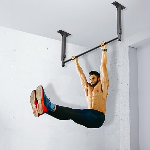 Kipika 48" Ceiling Mounted Pull Up Bar, Heavy Duty Multi-Grip Chin Up Bar,Mounted Pullup Bar, Adjustable Height, Pull Up B...