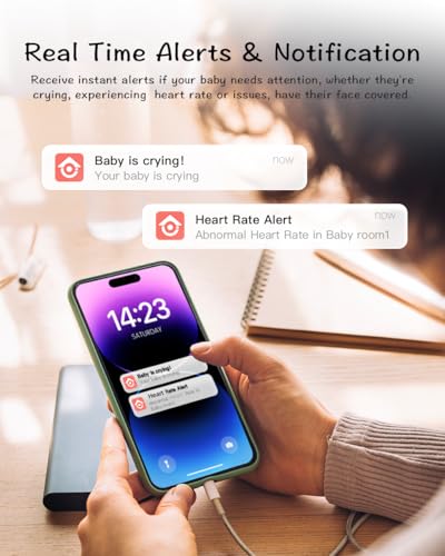 iBaby i8 Contactless Smart Baby Monitor with Heart Rate & Sleep Tracking, Cry & Smart Alerts, 1080p Night Vision, Two-Way ...