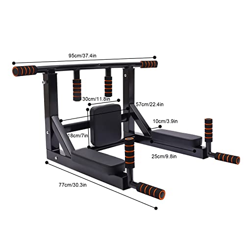 Wall Mounted Pull Up Bar, Multifunctional Chin Up Dip Station for Indoor Home Gym, Training Equipment Fitness Dip Stand Su...