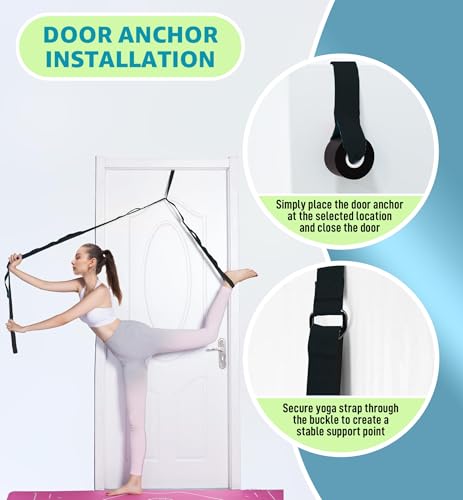 JZOONPVA Calf Stretcher Multi Loop Stretch Strap–Yoga Strap for Stretching,Physical Therapy Strap with Loops,Yoga Belt&Ham...