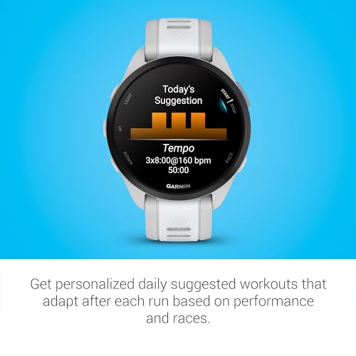 Garmin G010-N2863-31 Forerunner 165 Music Running Smartwatch, GPS, WiFi, Mist Gray/Whitestone - Certified Refurbished