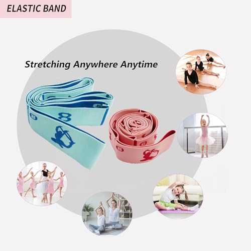 2 PCS Kids Stretching Strap & Band for Dance, Ballet – 8-Loop Adjustable Elastic Equipment for Yoga, Gymnastics Workout, H...