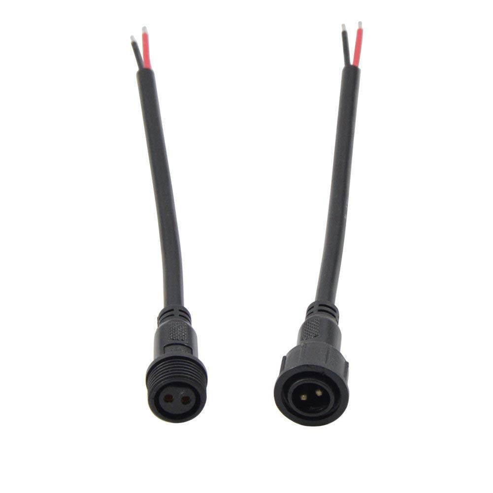 WESIRI 5 Pairs 2pin Black Electrical Connector LED Connector 20cm Extension Cable 40cm/Pair 0.75mm²
