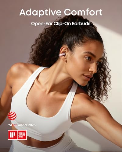 Soundcore AeroClip by Anker, Open-Ear Earbuds, Clip-On Headphones, Adaptive Comfort, Clear Calls with 4 Mics and AI, Stabl...
