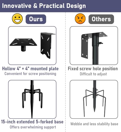 Ansionsol 90 Inch Smart Bird Feeder Pole with 5-Prong Base, Adjustable Bird House Pole Mount Kit for Outdoors, Heavy Duty ...