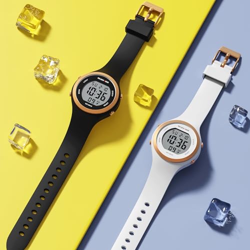 GOLDEN HOUR Waterproof Sport Women's Digital Chronograph Silicone Strap Watch