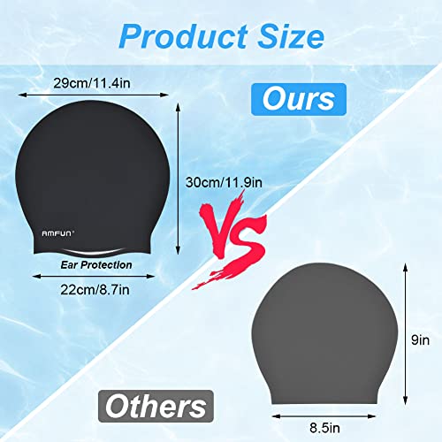 AMFUN Swimming Cap for Long Hair, Extra Large Swimming Caps for Women & Men, Silicone Adult Swim Cap, Waterproof Swimming ...