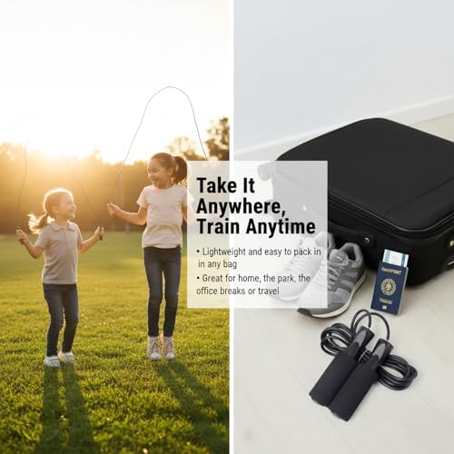 Jump Rope for Fitness – Adjustable PVC Exercise Rope with Tangle-Free Design & Comfortable Foam Handles, Ideal for Cardio,...