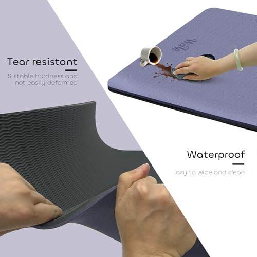 Non-slip TPE Yoga Mat for Women & Men,72"x24" Double-Sided Workout Mat for Home Gym Pilates Fitness,1/4 Inch Packable Ligh...