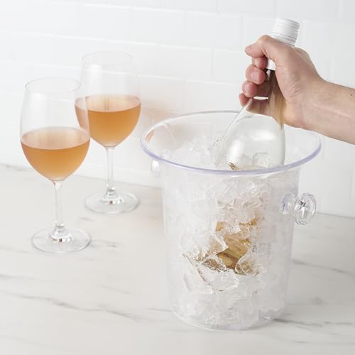 True Clear Acrylic Ice Bucket with Handles, 3-Liter Capacity, Durable Wine and Champagne Bucket, Perfect Ice Buckets for P...