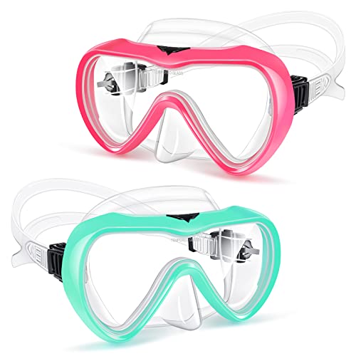 Supertrip Adult Swim Goggles, 2 Pack Snorkel Diving Mask with Nose Cover, Tempered Glass Scuba Swim Mask Snorkeling for Ad...