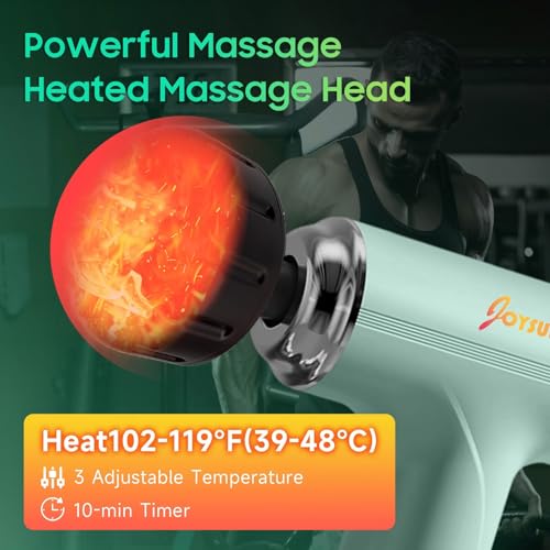 JOYSUWERUN Massage Gun with Heat – Amazing Power! Deep Tissue Percussion Massager, Handheld Mini Muscle Gun, 7 Massage Hea...