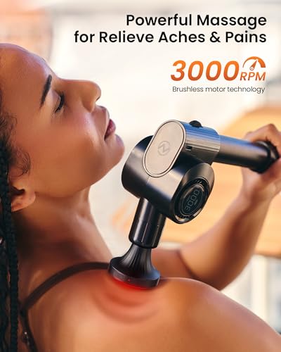 NAPRE Massage Gun with Heat,Deep Tissue Handheld Percussion Back Massager for Muscle/Neck/Body Pain Relief with Long Exten...