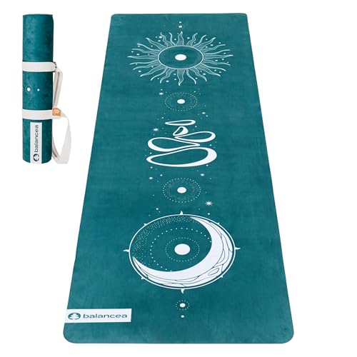 Yoga Mat With Strap 5mm Non Slip Suede & TPE - Eco-Friendly Fitness & Exercise Mat for Home Gym, Pilates, Hot Yoga, and Me...