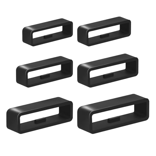 Vnsuyo 6 Pcs Watch Band Keepers, 16mm/18mm/20mm/22mm /24mm/26mm Watch Strap Holder Loops Retainer, Black Silicone Watch Ba...
