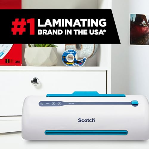 Scotch PRO TL906 Thermal, Laminator Machine, 1 Laminating Device, White/Blue, Laminate Recipe Cards, Photos, Documents, fo...