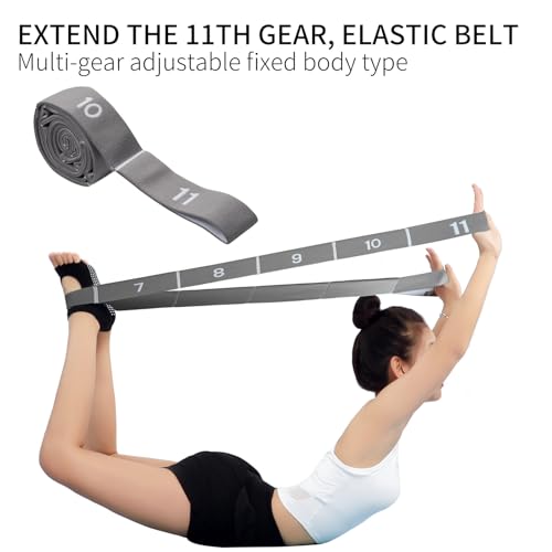 Elastic Stretching Strap with 11 Loops, Adjustable Stretch Band for Adults - Flexibility Straps for Yoga, Pilates, Dance -...