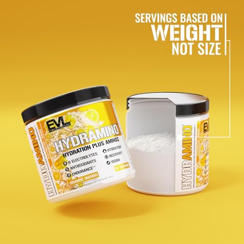 Evlution Nutrition HYDRAMINO Complete Hydration Multiplier, All 6 Electrolytes, Vitamin C & B, Fluid Boosting Aminos, Coco...