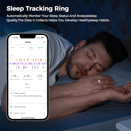 UniJethro Smart Ring for Women & Men, Health Tracker Ring with Heart Rate, Blood Oxygen,Blood Pressure, IP68 Waterproof Fi...