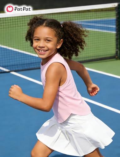 PATPAT Girls Tennis Skirt Sets Moisture Wicking Tank Tops and Pleated Skirts 2 Piece Outfits Activewear Sets 5-12 Years