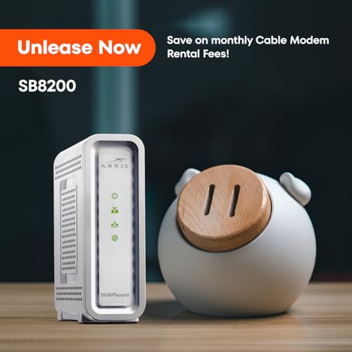 ARRIS SURFboard SB8200 DOCSIS 3.1 Multi‑Gig Cable Modem | 2 -1Gbps Ethernet Ports | Works with Xfinity, Cox, Spectrum | For Cable Internet Plans up to 2Gbps | Modem Only, Router Required