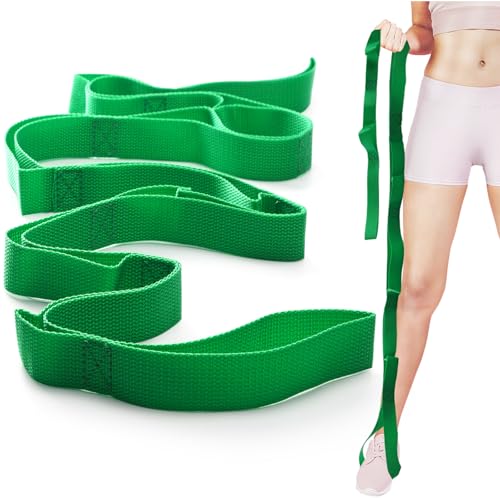 Stretching Strap Yoga Straps for Physical Therapy, 10 Loops Non-Elastic Stretch Band for Pilates, Flexibility, Exercise an...