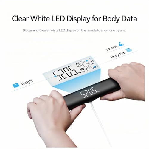 Body Fat Scale with Handles, 8-Electrode Smart Body Composition Scale for Home Use, Segmental Body Analysis, Sync with App...