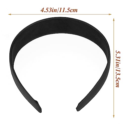 WLLHYF 2 Pieces Satin Headbands 1 Inch Wide Hard Head Band Fashion Solid Headband Anti-slip Plain Hair Bands Diy Hair Acce...
