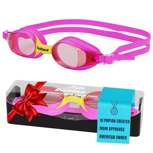 Delfina Toddler Swimming Goggles – 2 to 7 Years Old Kids Swim Goggles - Comfortable No Leak Anti-Fog Kids Goggle for Swimming