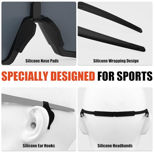 X-TIGER Polarized Sports Sunglasses with 5 Interchangeable Lenses,Mens Womens Cycling Bike Glasses,Baseball Running Fishing