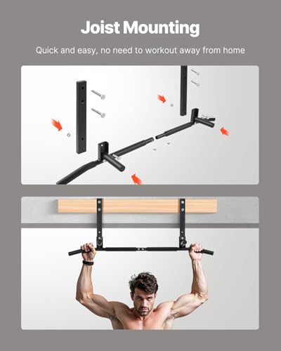 VEVOR Joist Mount Pull Up Bar, Ceiling Mounted Chin Up Bar for Home Gym, Multi-Grip Pull Ups, 42 in Width Multifunctional ...